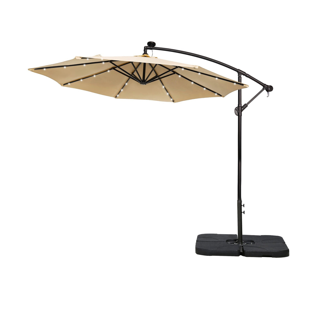 10 Ft. Solar Power Lighted Patio Umbrella with Base Stand
