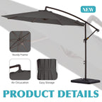 10 ft Steel Crank-lift Cantilever Umbrella With Weighted Base