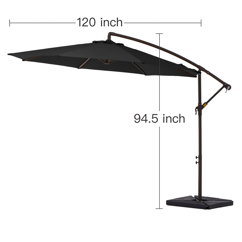 10 ft Steel Crank-lift Cantilever Umbrella With Weighted Base