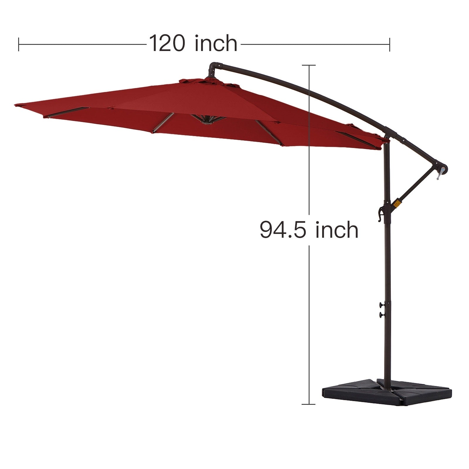 10 ft Steel Crank-lift Cantilever Umbrella With Weighted Base