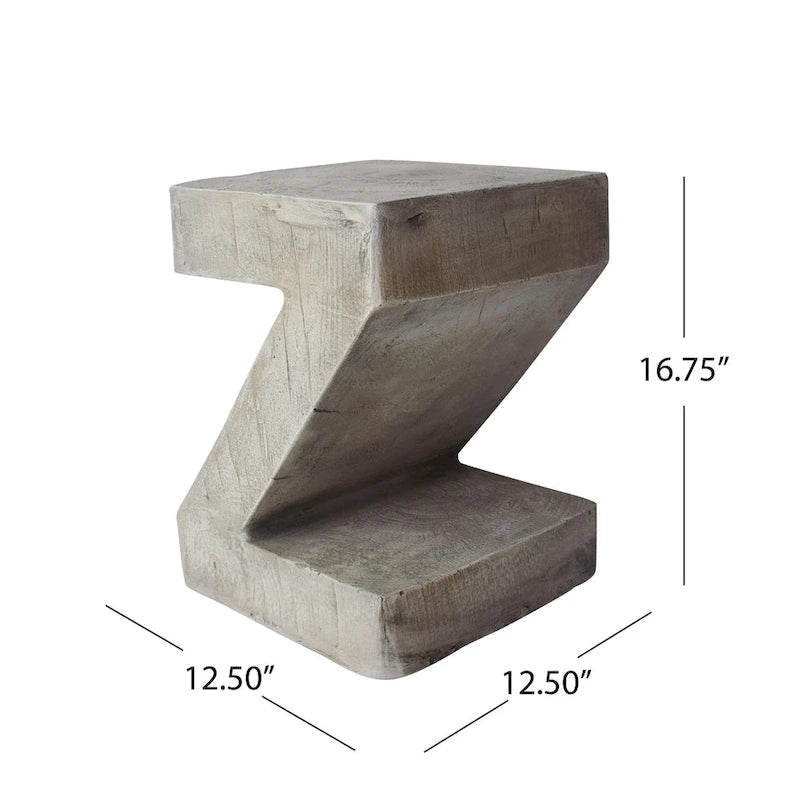 Modern Light Gray Concrete Side Table with Sculptural Design