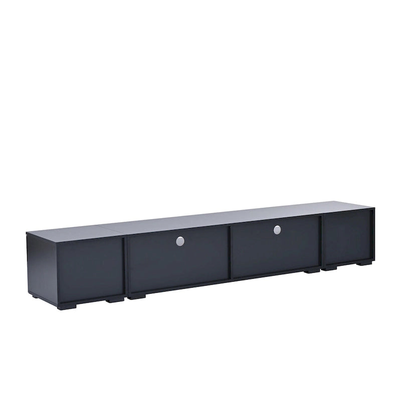 Black 82.6 TV Stand with Push-Open Doors & LED for 90 TVs
