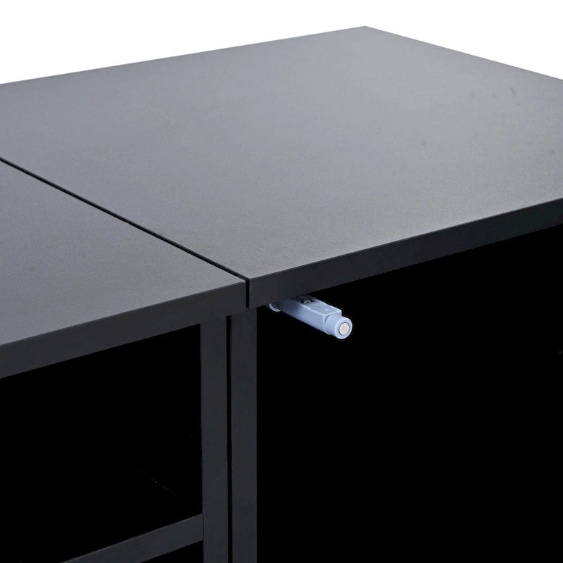 Black 82.6 TV Stand with Push-Open Doors & LED for 90 TVs