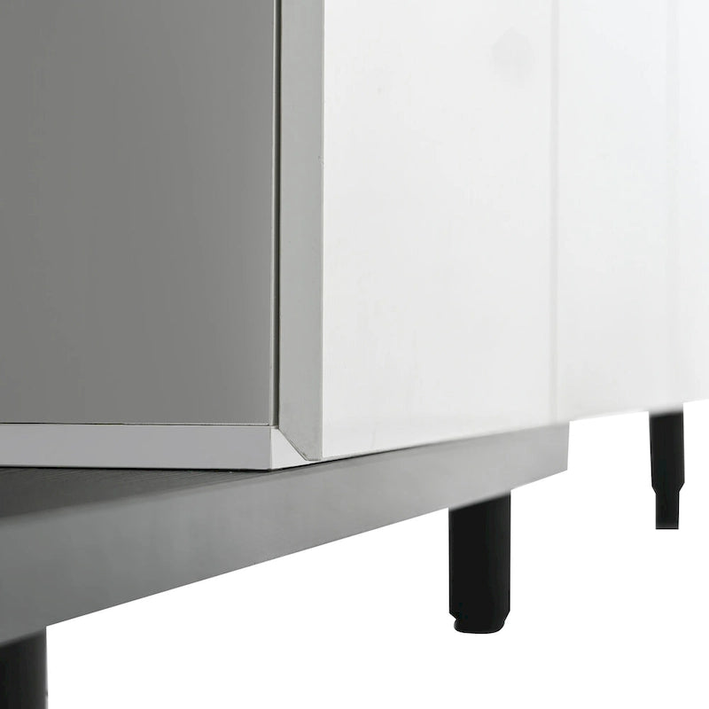 White Modern Extendable TV Stand with 3 Drawers and Shelf for TVs Up to 80