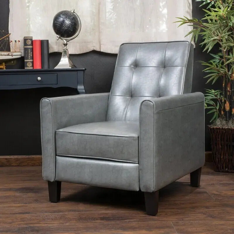 Roomfitters 26.75 Wide Manual Club Recliner with Rolled Arms and Plush Cushioning for Ultimate Comfort, Dark Grey