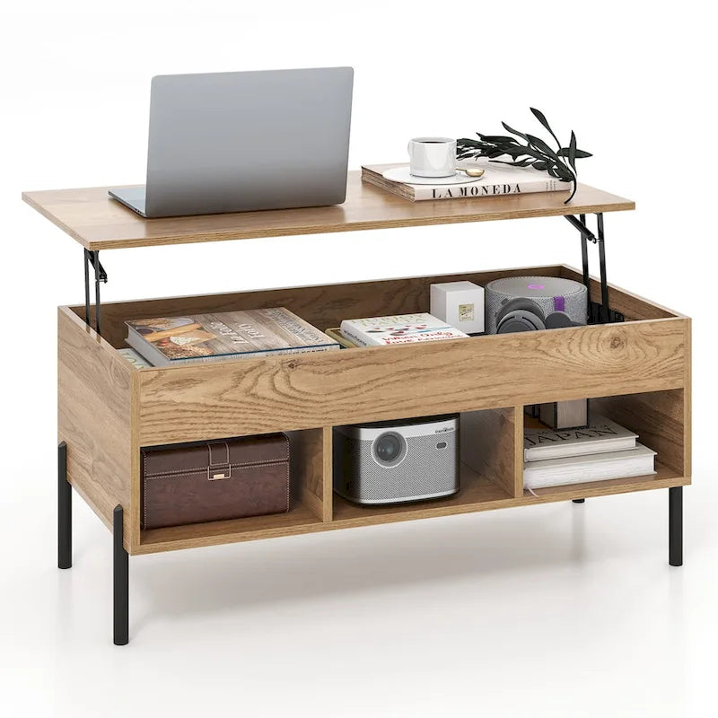 Costway Lift Top Coffee Table with Storage Compartment & 3 Open - See Details