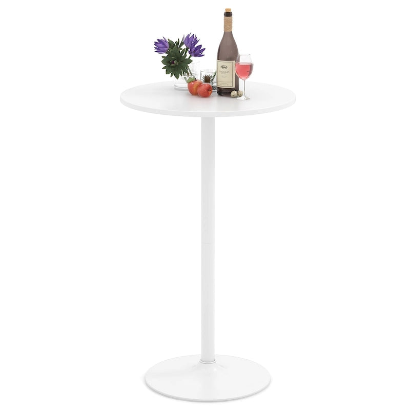 Gymax Round Bar Table w/ Adjustable Height & Metal Base Modern Style