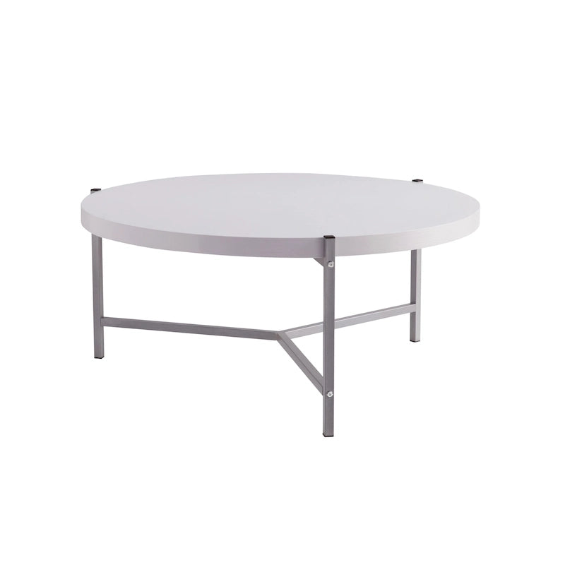 36.5 Modern Round Coffee Table with Wooden Top and Sleek Stainless-Steel Base for Living Room - 36.5L x 36.5W x 16.5H