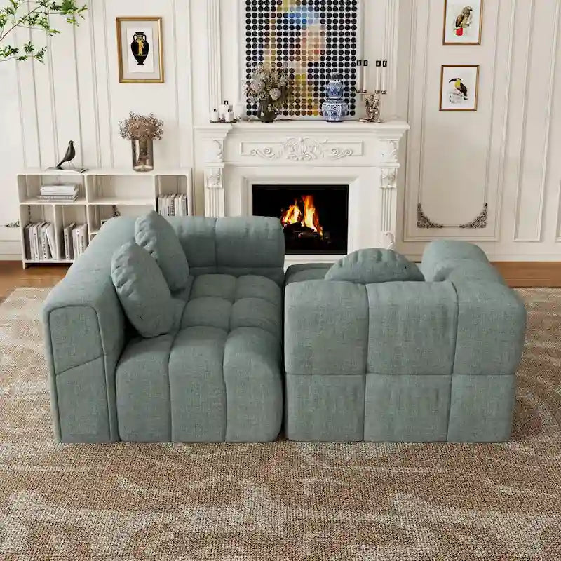103 L-Shaped Chenille Sectional Sofa with Left Recliner & Pillows