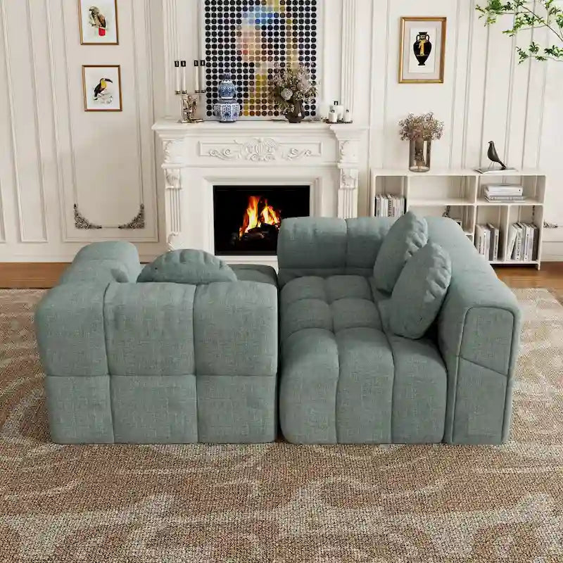 103 L-Shaped Chenille Sectional Sofa with Left Recliner & Pillows