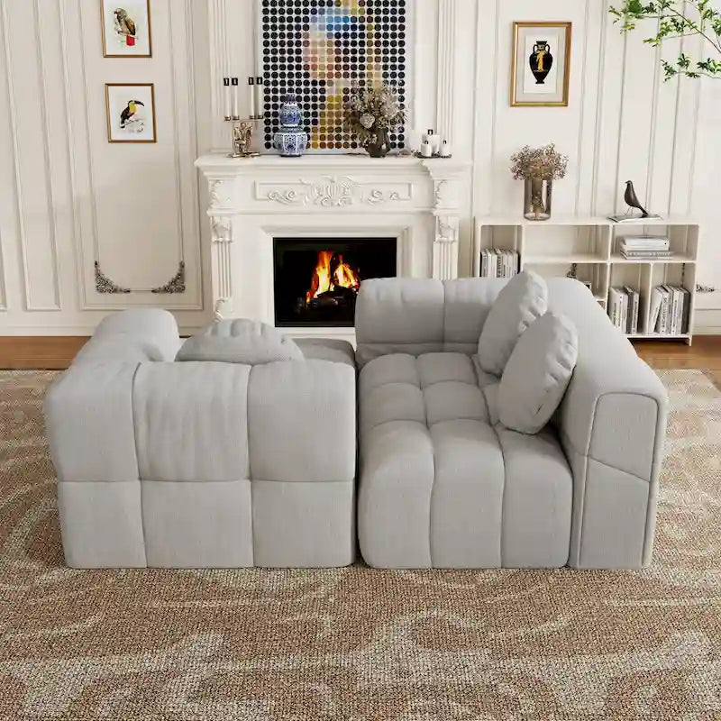 103 L-Shaped Chenille Sectional Sofa with Left Recliner & Pillows