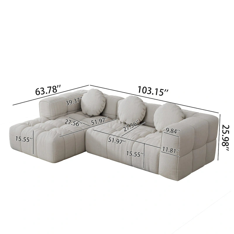 103 L-Shaped Chenille Sectional Sofa with Left Recliner & Pillows