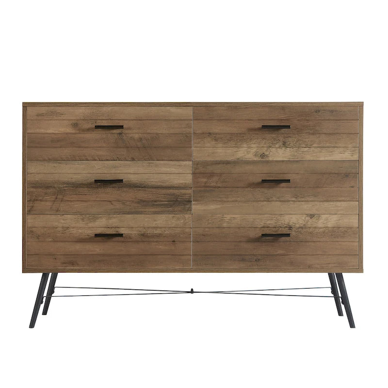 Rustic Style 47.24 Dresser TV Stand with 6 Deep Storage Drawers for Living Room