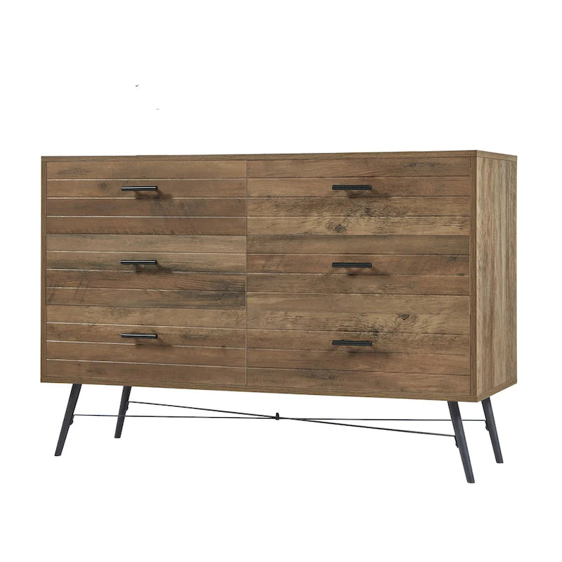 Rustic Style 47.24 Dresser TV Stand with 6 Deep Storage Drawers for Living Room
