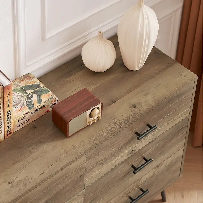 Rustic Style 47.24 Dresser TV Stand with 6 Deep Storage Drawers for Living Room