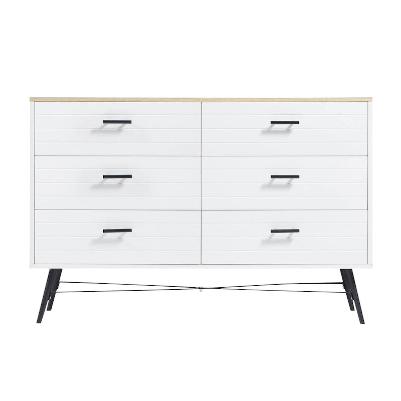 Rustic Style 47.24 Dresser TV Stand with 6 Deep Storage Drawers for Living Room