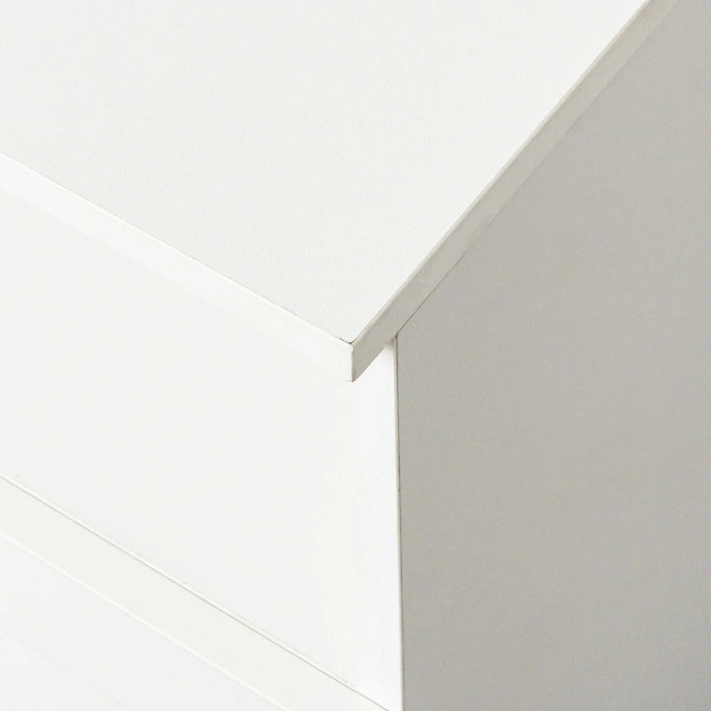 White 70 TV Stand with Open Storage & Drawers for Living Room