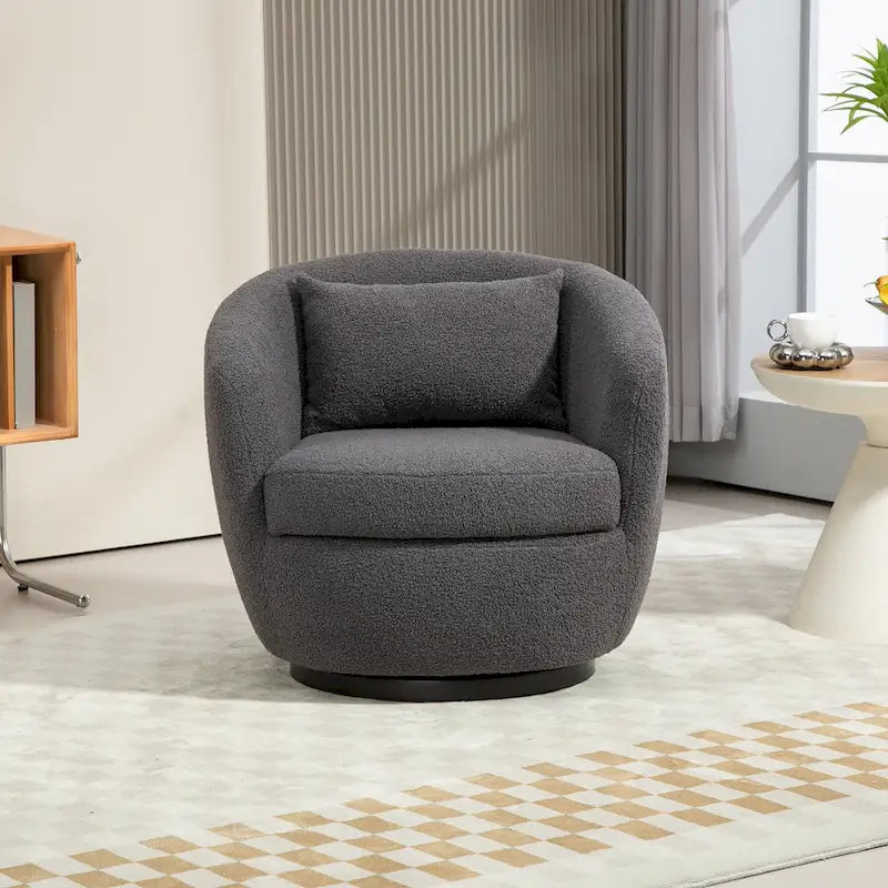 Grey 37.2 Swivel Barrel Chair with Storage