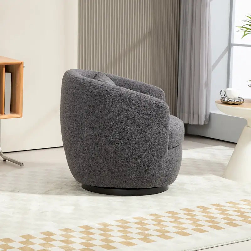 Grey 37.2 Swivel Barrel Chair with Storage