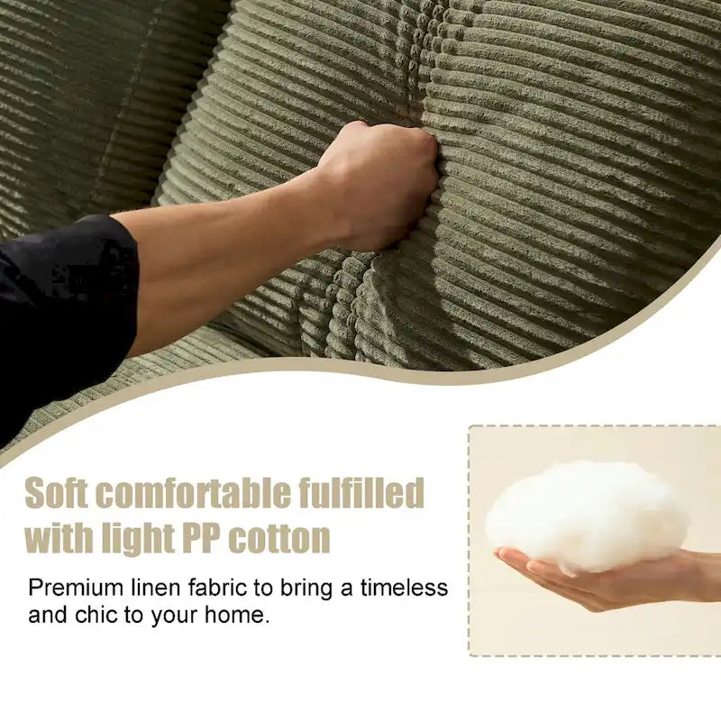 Green 98.4 L-Shaped 4-Seater Modular Sectional Sofa with Chaise, Modern Design, and Comfortable High-Resilience Foam Cushions