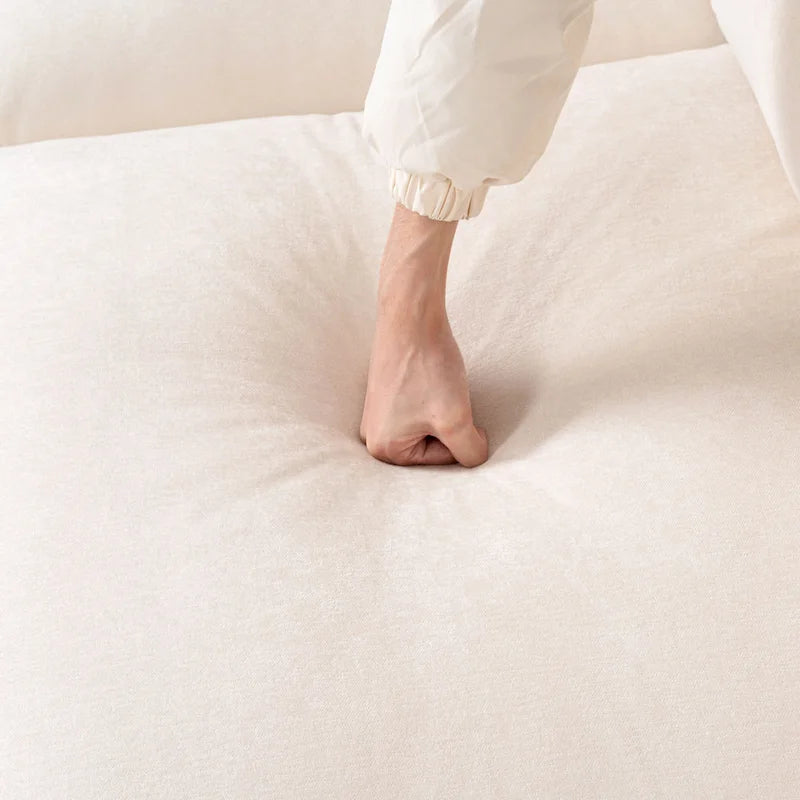 93.31 Faux Linen Modular Sectional Sofa with Ottoman, Wood Frame