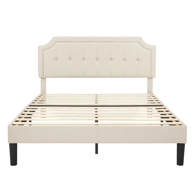 VECELO Upholstered Platform Bed Frame with Adjustable Headboard