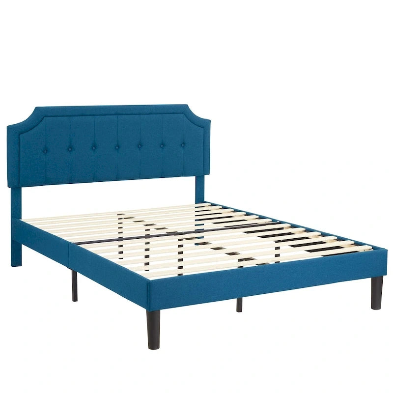 VECELO Upholstered Platform Bed Frame with Adjustable Headboard