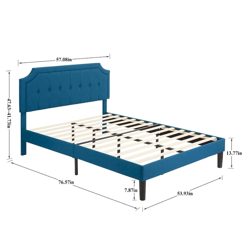 VECELO Upholstered Platform Bed Frame with Adjustable Headboard
