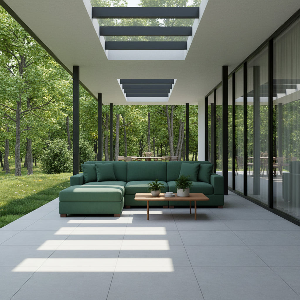 Modular Corduroy Sectional Sofa Set Chaise Couch with Ottoman