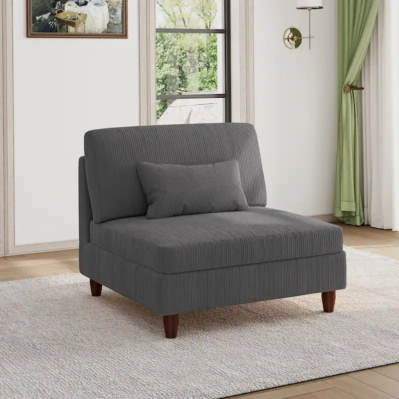 Corduroy Armless Chair Accent Chair Sofa