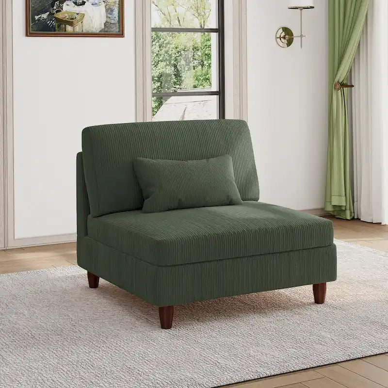 Corduroy Armless Chair Accent Chair Sofa