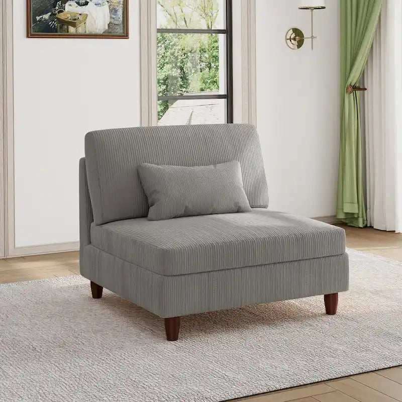 Corduroy Armless Chair Accent Chair Sofa