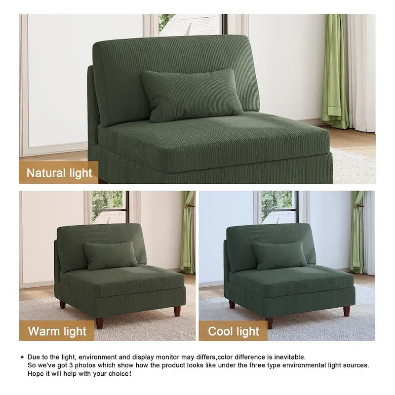 Corduroy Armless Chair Accent Chair Sofa