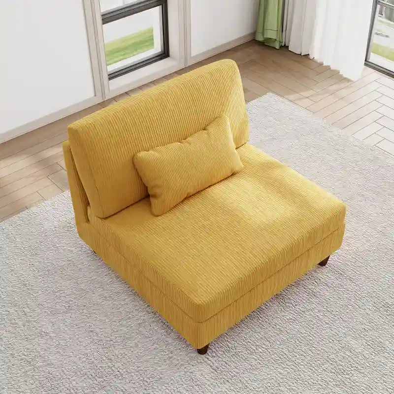 Corduroy Armless Chair Accent Chair Sofa