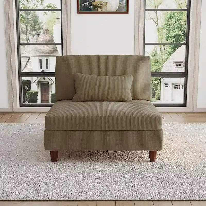 Corduroy Armless Chair Accent Chair Sofa