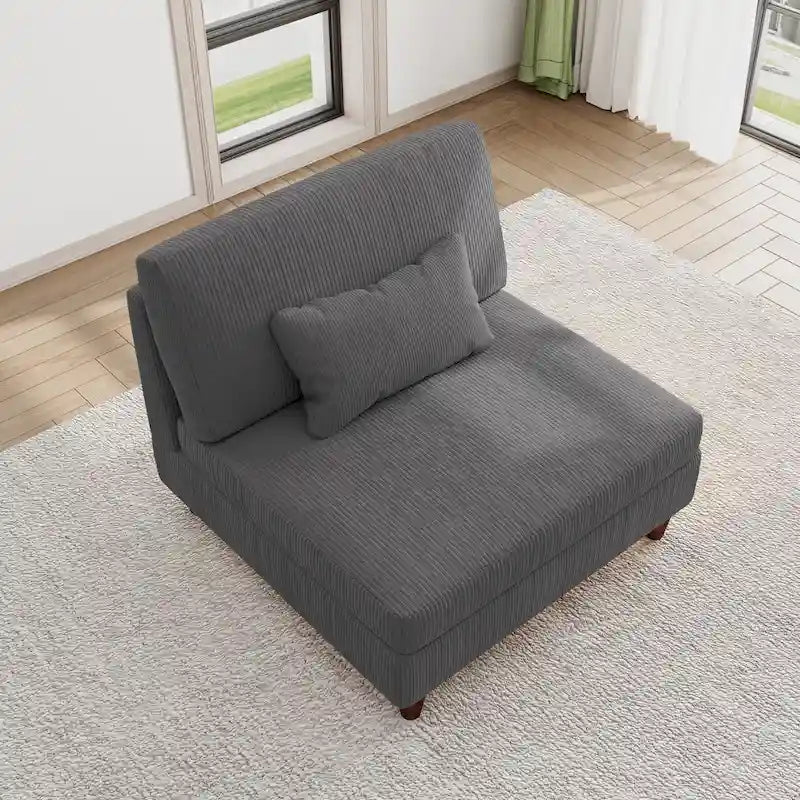 Corduroy Armless Chair Accent Chair Sofa