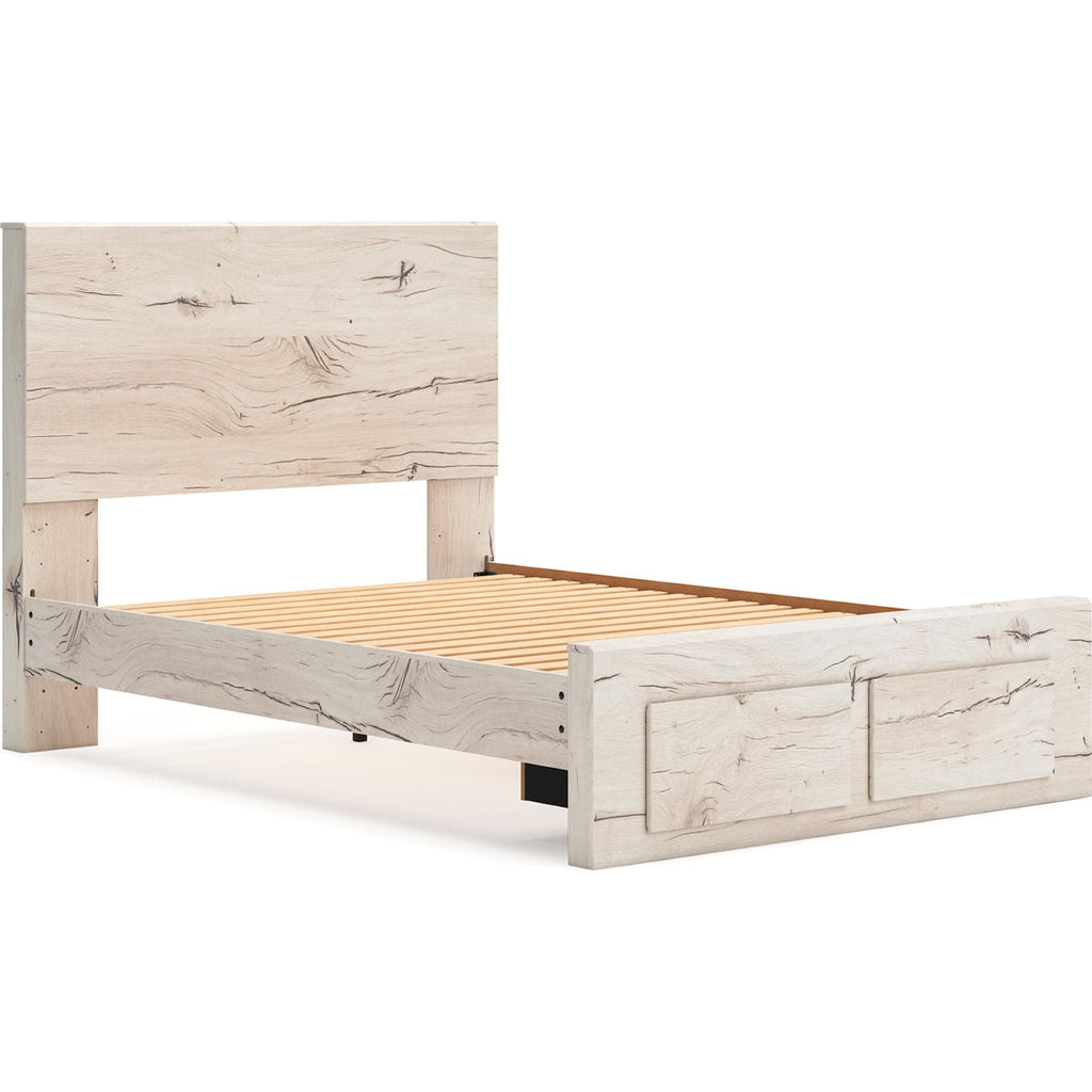 Lawroy Full Panel Bed with Footboard Storage - Light Natural