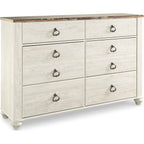 Willowton 6 Piece King Sleigh Bedroom - Whitewash