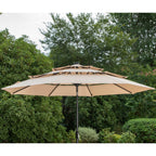MAISON ARTS 10ft 3 Tier Auto-tilt Patio Umbrella Outdoor Double Vented Umbrella with LED Lights