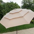 MAISON ARTS 10ft 3 Tier Auto-tilt Patio Umbrella Outdoor Double Vented Umbrella with LED Lights