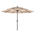 MAISON ARTS 10ft 3 Tier Auto-tilt Patio Umbrella Outdoor Double Vented Umbrella with LED Lights
