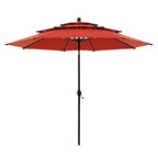 MAISON ARTS 10ft 3 Tier Auto-tilt Patio Umbrella Outdoor Double Vented Umbrella with LED Lights