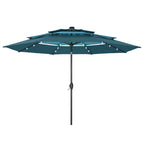 MAISON ARTS 10ft 3 Tier Auto-tilt Patio Umbrella Outdoor Double Vented Umbrella with LED Lights