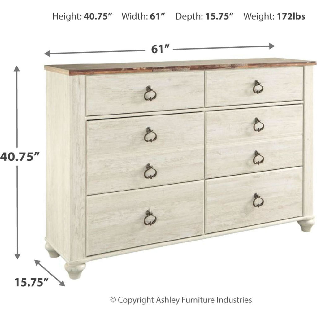 Willowton 6 Piece King Sleigh Bedroom - Whitewash