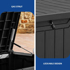 120-260 Gallons Large Resin Water Resistant Lockable Deck Box