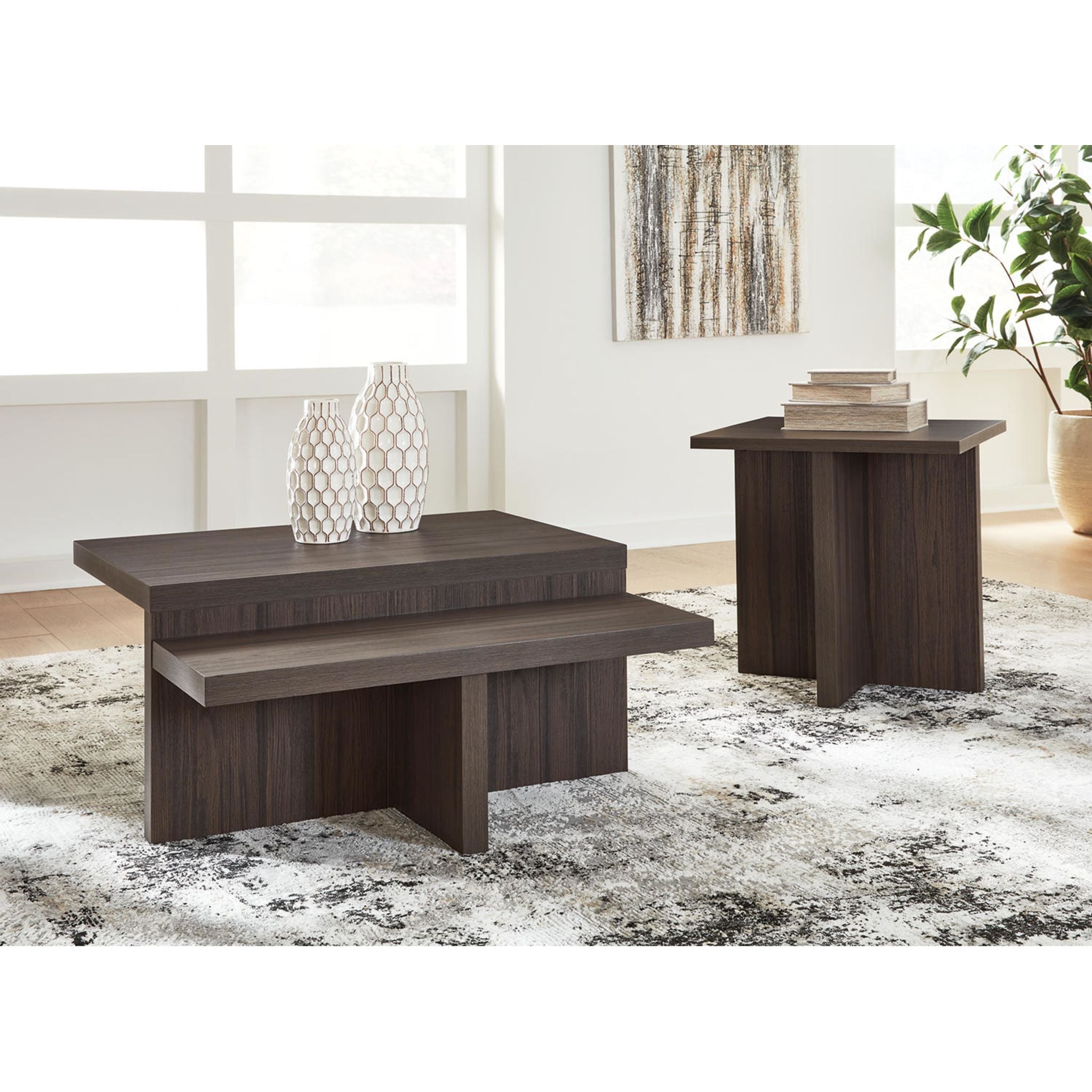 Zendex 2 Pack Tables - Brown