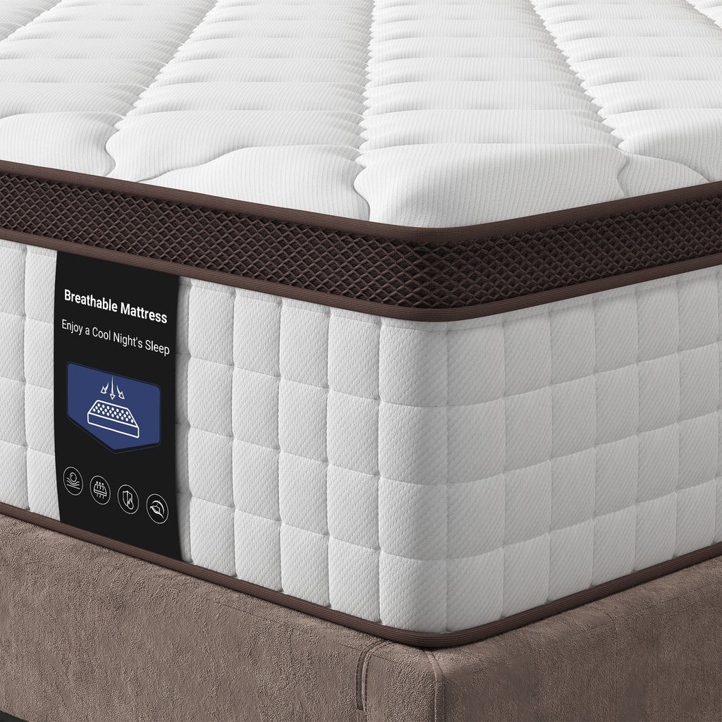 14 Hybrid Mattress - Bamboo Charcoal Gel Memory Foam & 7-Zone Pocket Coil Support, Medium Firm, 100-Night Trial