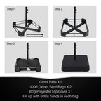 MAISON ARTS 15-foot Rectangular Crank Double-sided Outdoor Market Umbrella Solar LED Lighted Patio Umbrella with Base Included