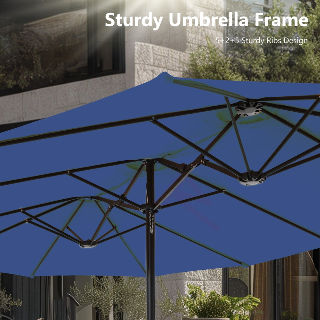 MAISON ARTS 15ft Double-Sided Patio Extra Large Twin Umbrella with Base Included
