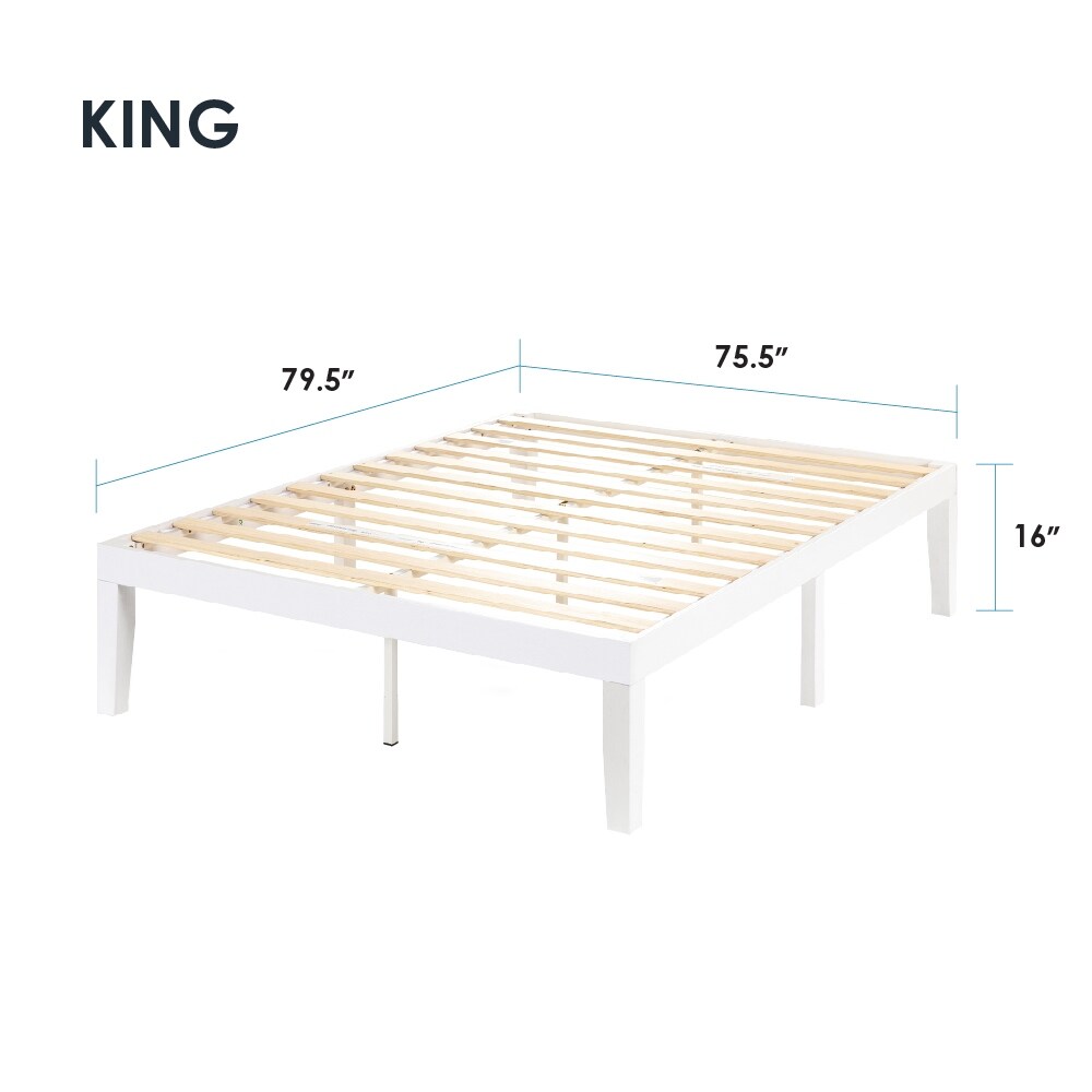 16 Inch Classic Solid Wood Platform Bed Frame in Multiple Finishes